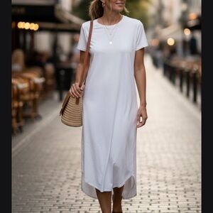 Frank & Eileen White High Low Sheath Dress